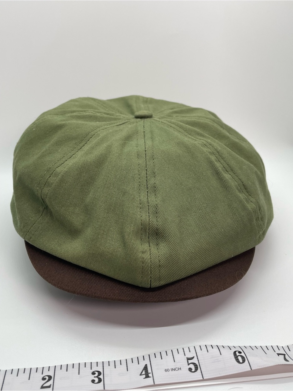 Brixton Brood Newsboy Snap Cap Hat Olive Green Brown Quilted Liner Size M 58cm